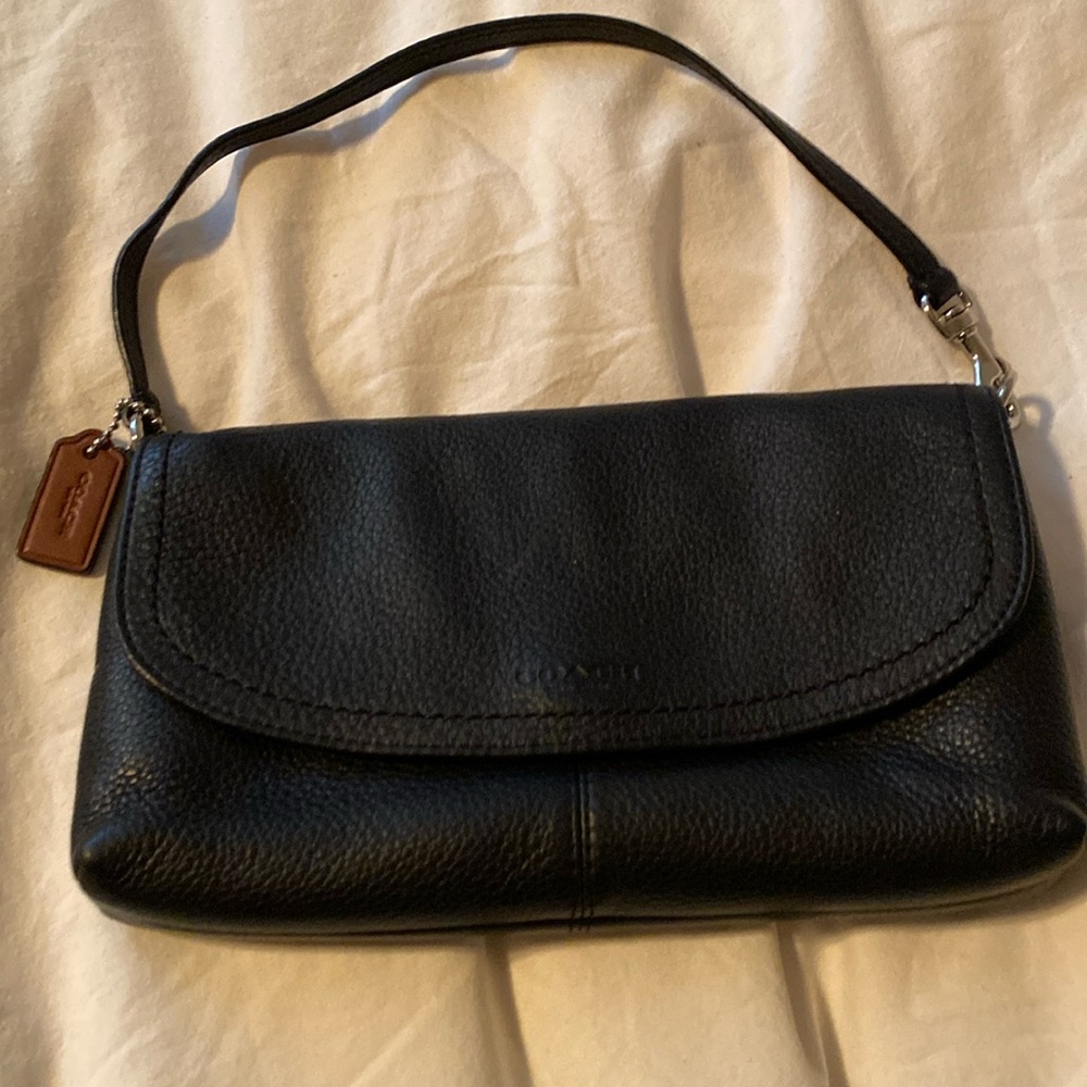 Coach Black Leather Wristlet Clutch